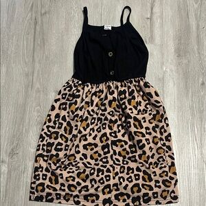 SHEIN Black and Leopard Print Kids Dress
